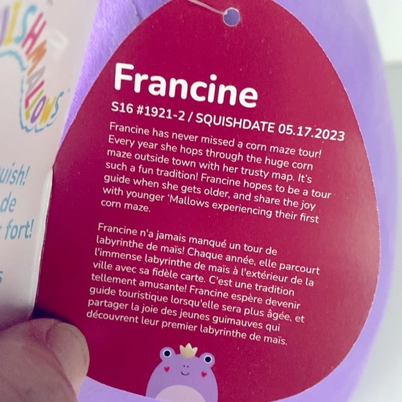 *NWT* Squishmallows 16 inch Francine Purple Frog - Picture 4 of 15